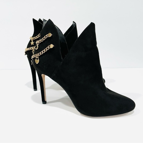 BCBGeneration Lexi Black Ankle Charm Heeled Stiletto Booties - Picture 4 of 7